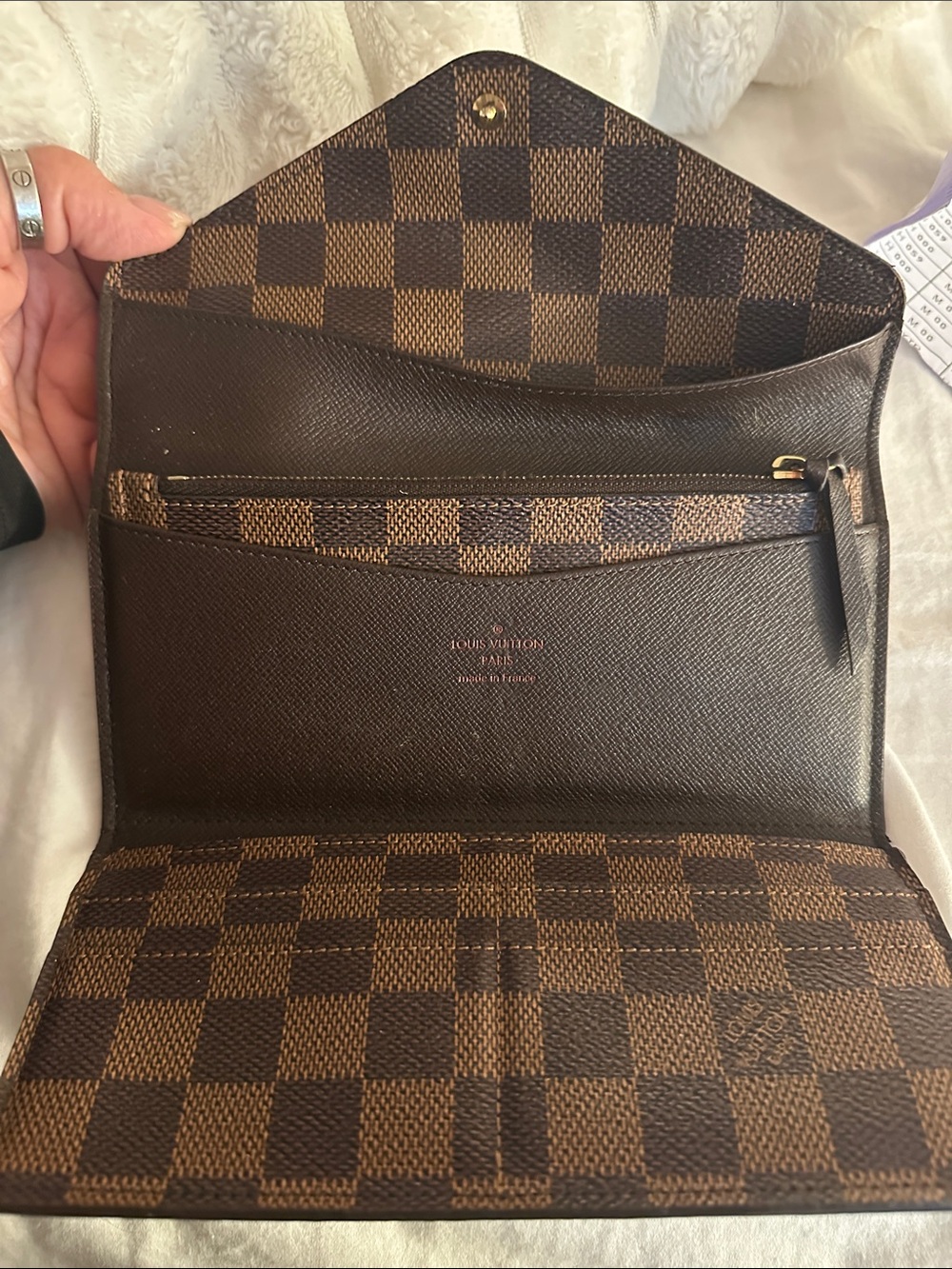 Louis Vuitton Brown Damier Ebene Long Wallet with Zip Pocket